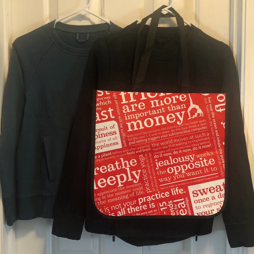 pair 2 Lululemon crew pullover sweatshirts size 4 black blue